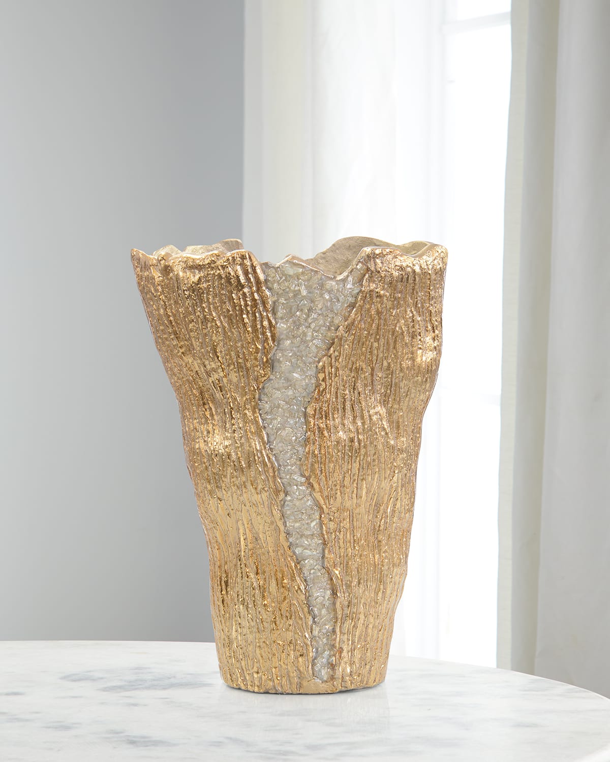 John-richard Collection Small Cascade Vase, Gray In Gold