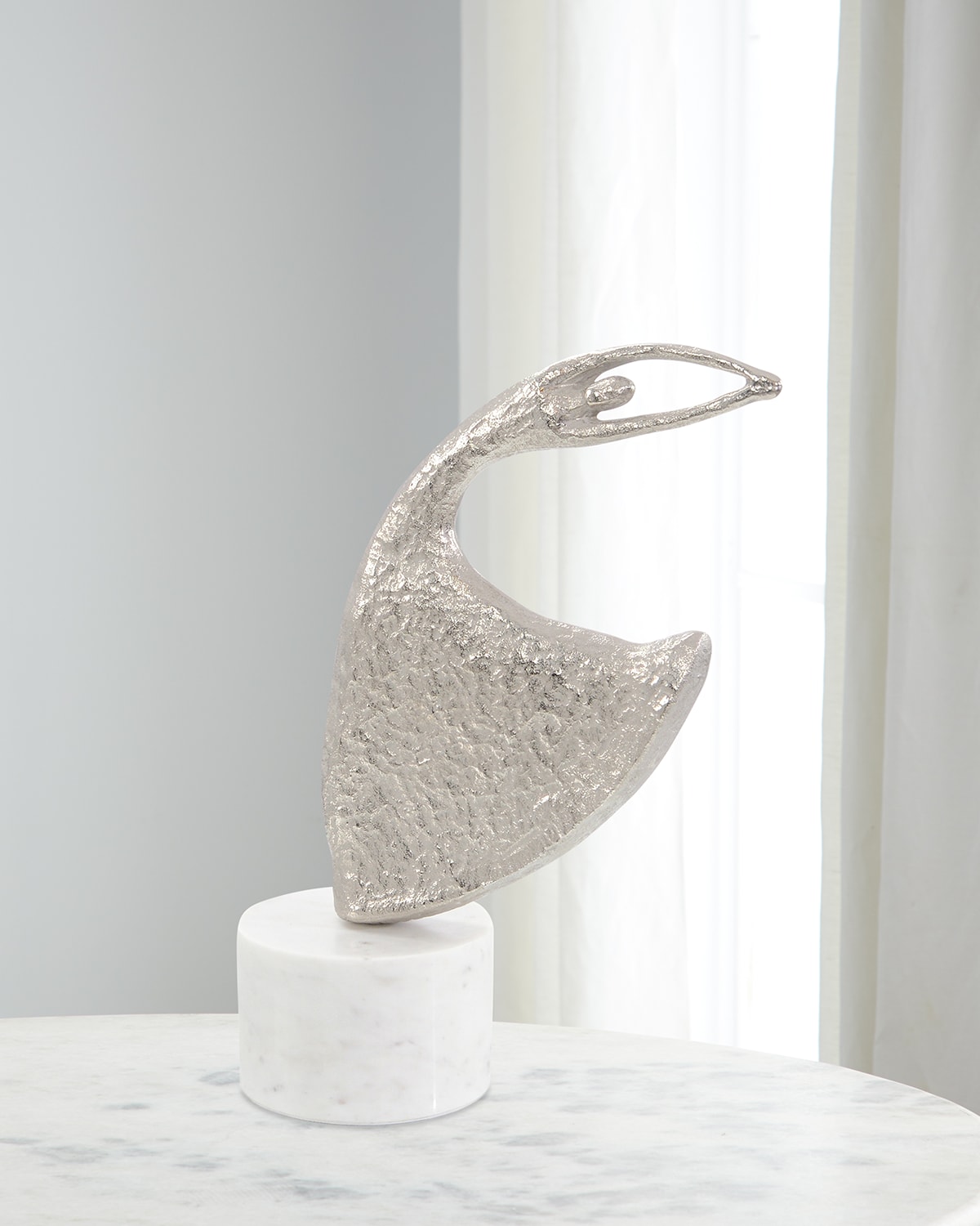 John-richard Collection Windswept Waltz Sculpture On Marble Iii In Silver