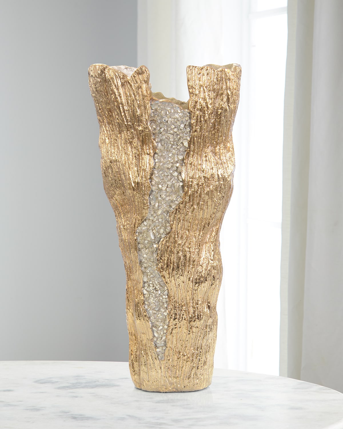 John-richard Collection Large Cascade Vase, Nickel In Gold