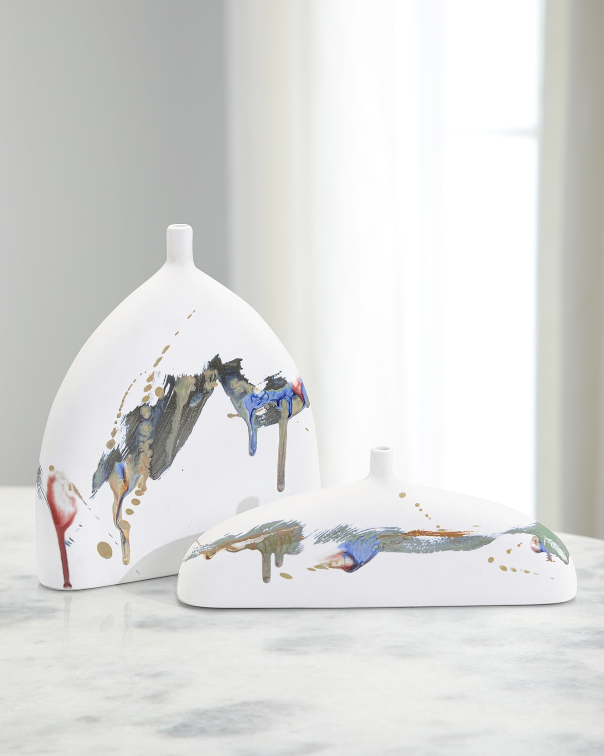 John-richard Collection Splash Of Color Vases, Set Of 2 In White