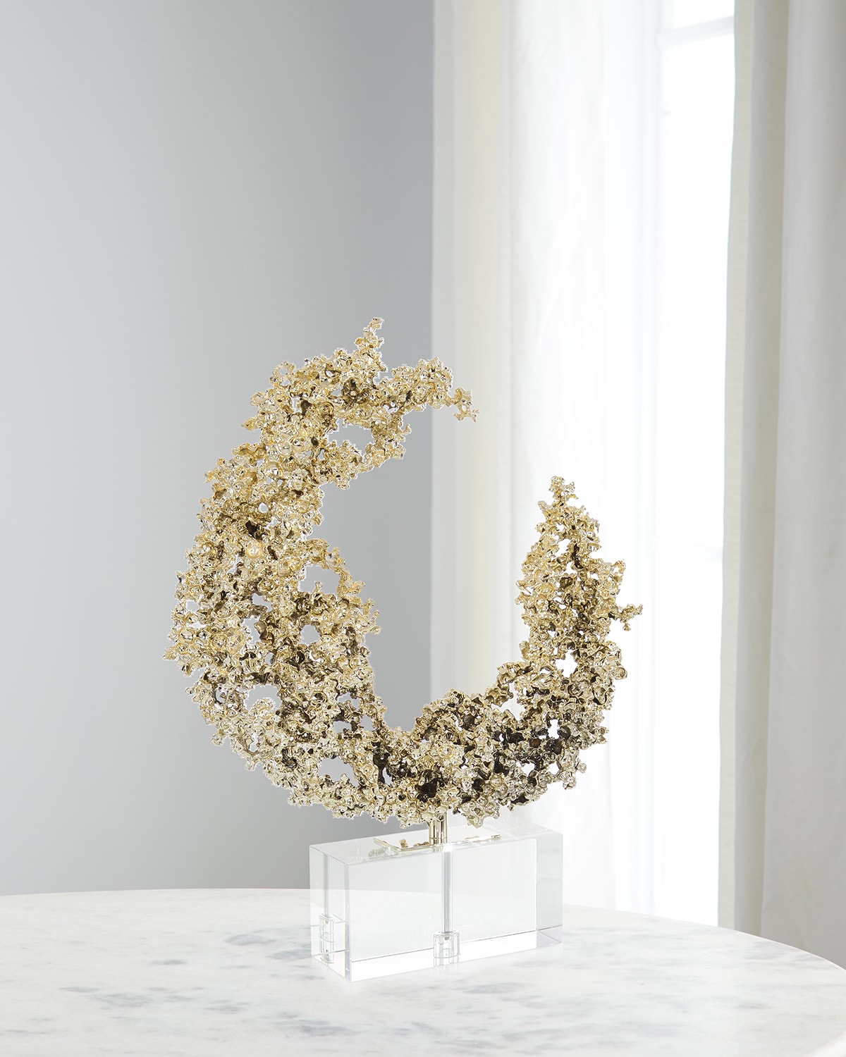 John-richard Collection Lunar Embrace Sculpture On Crystal In Gold
