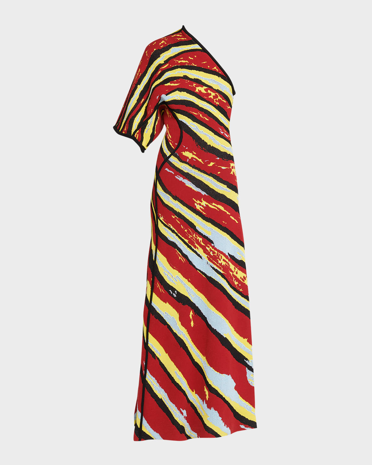 Bottega Veneta One-shoulder Jacquard-knit Maxi Dress In Grenat