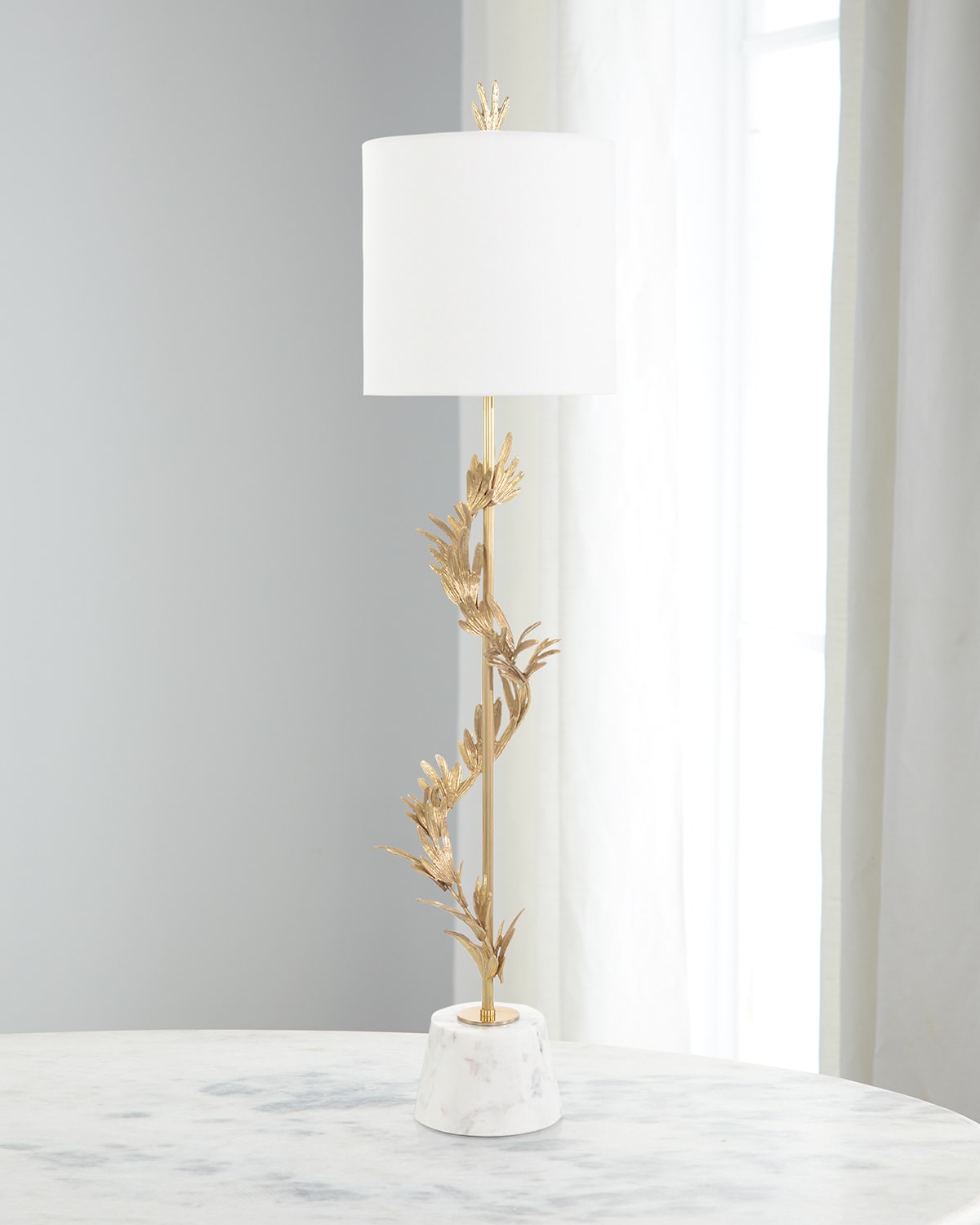 Shop John-richard Collection Twining Flora 43" Table Lamp In Gold