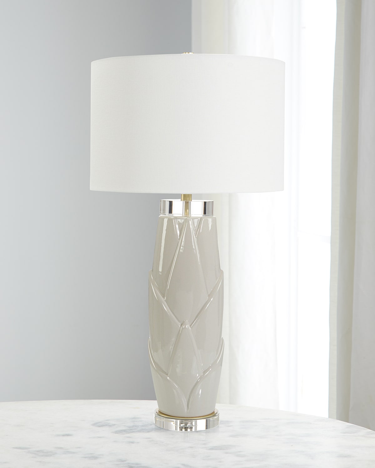 Shop John-richard Collection Lush Leaves 33" Table Lamp In Gray