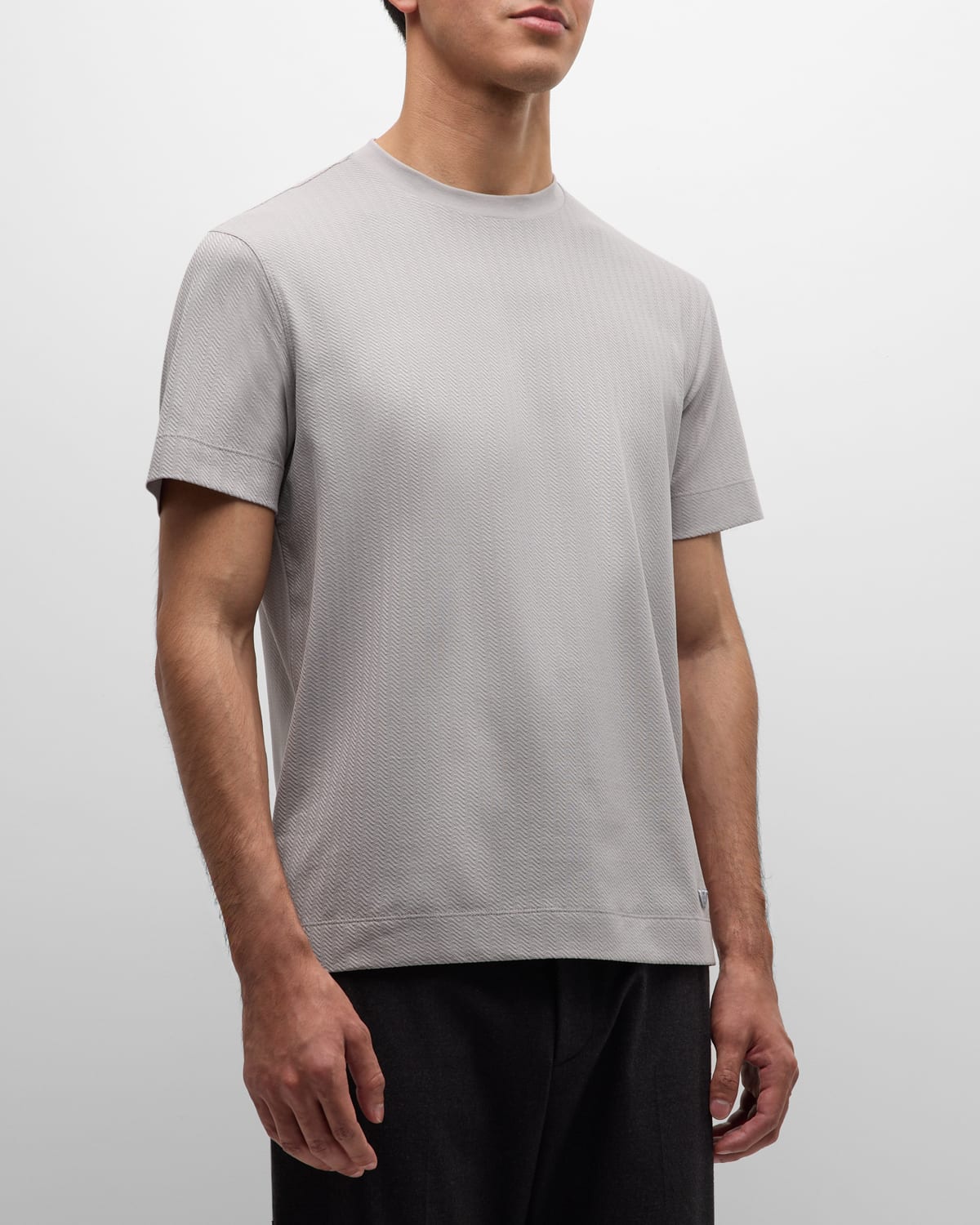Emporio Armani Men's Cotton Jacquard Crewneck T-shirt In Multi