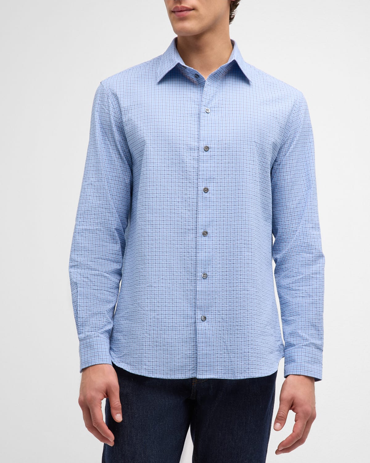 Men's Cotton Grid Check Sport Shirt