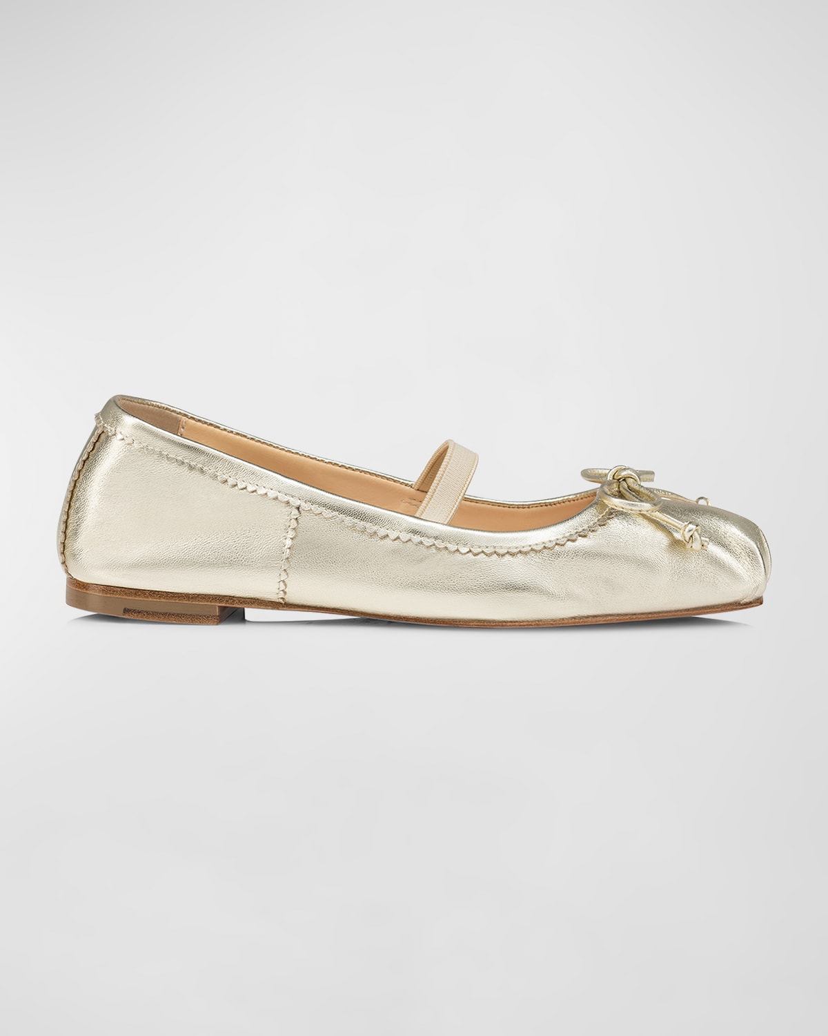 Christian Louboutin Leather Metallic Baballet Flats In Platine