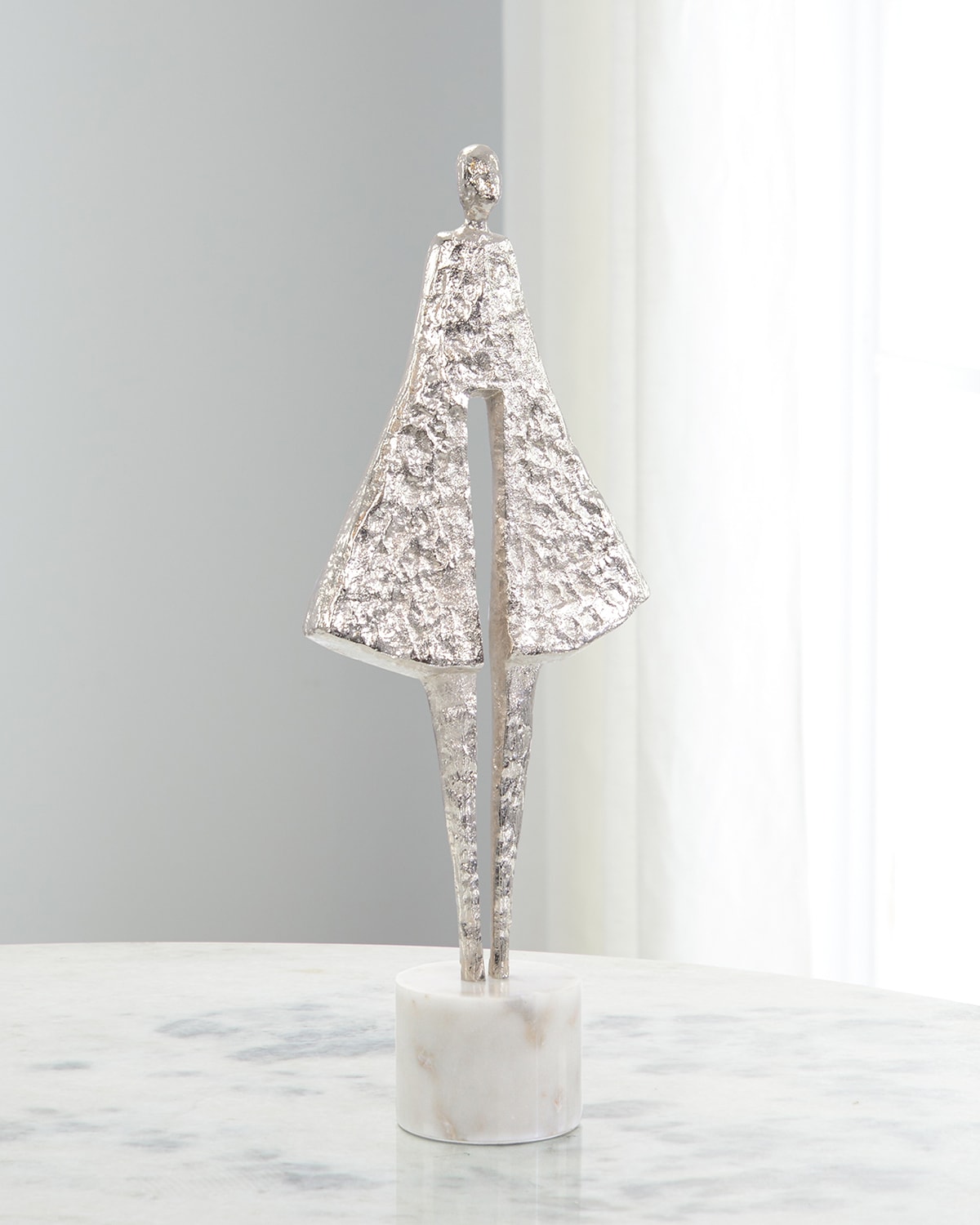 Shop John-richard Collection Candid Silhouette Sculpture On Marble, 24" Tall In Silver