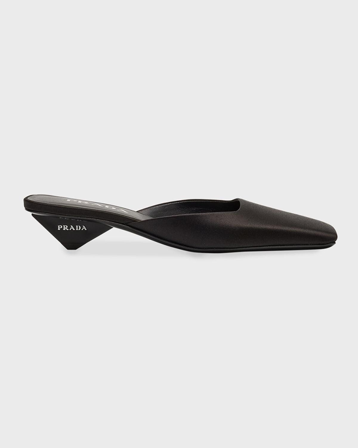 Shop Prada Satin Square-toe Ballerina Mule Pumps In Nero