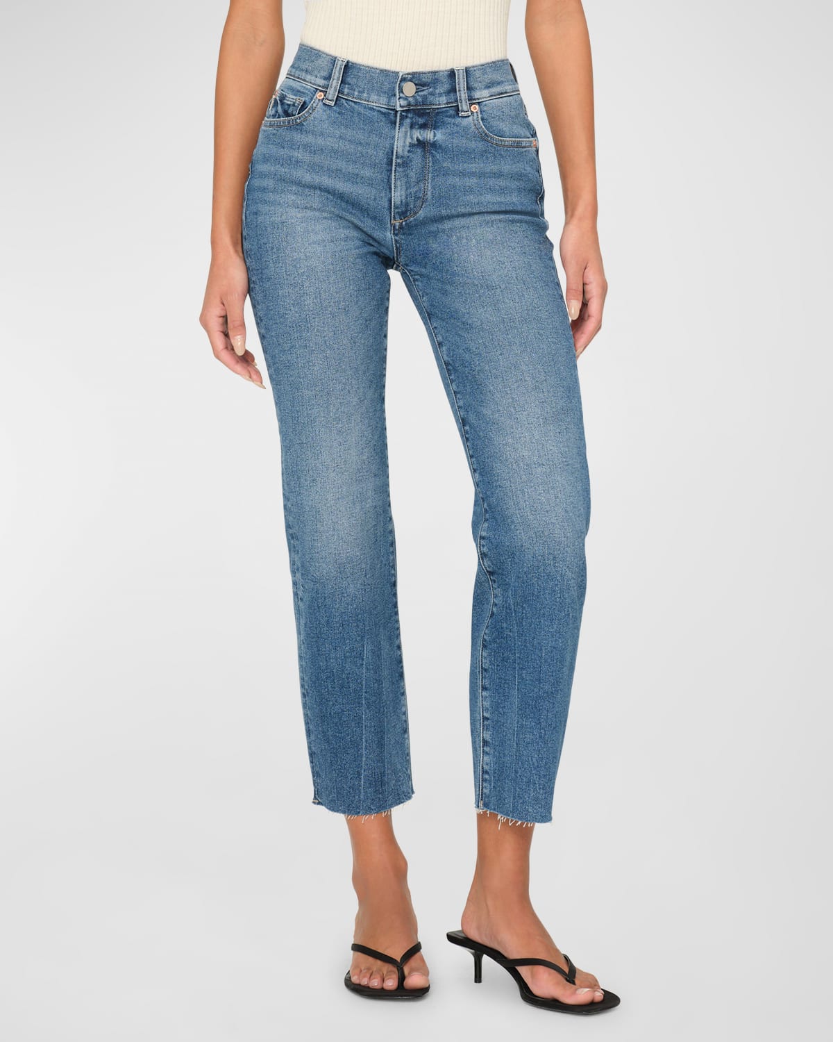 Mara Straight Mid-Rise Ankle Jeans