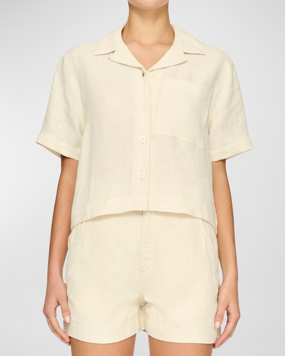 Shop Dl1961 Hampton Short-sleeve Linen Shirt In Flax Linen