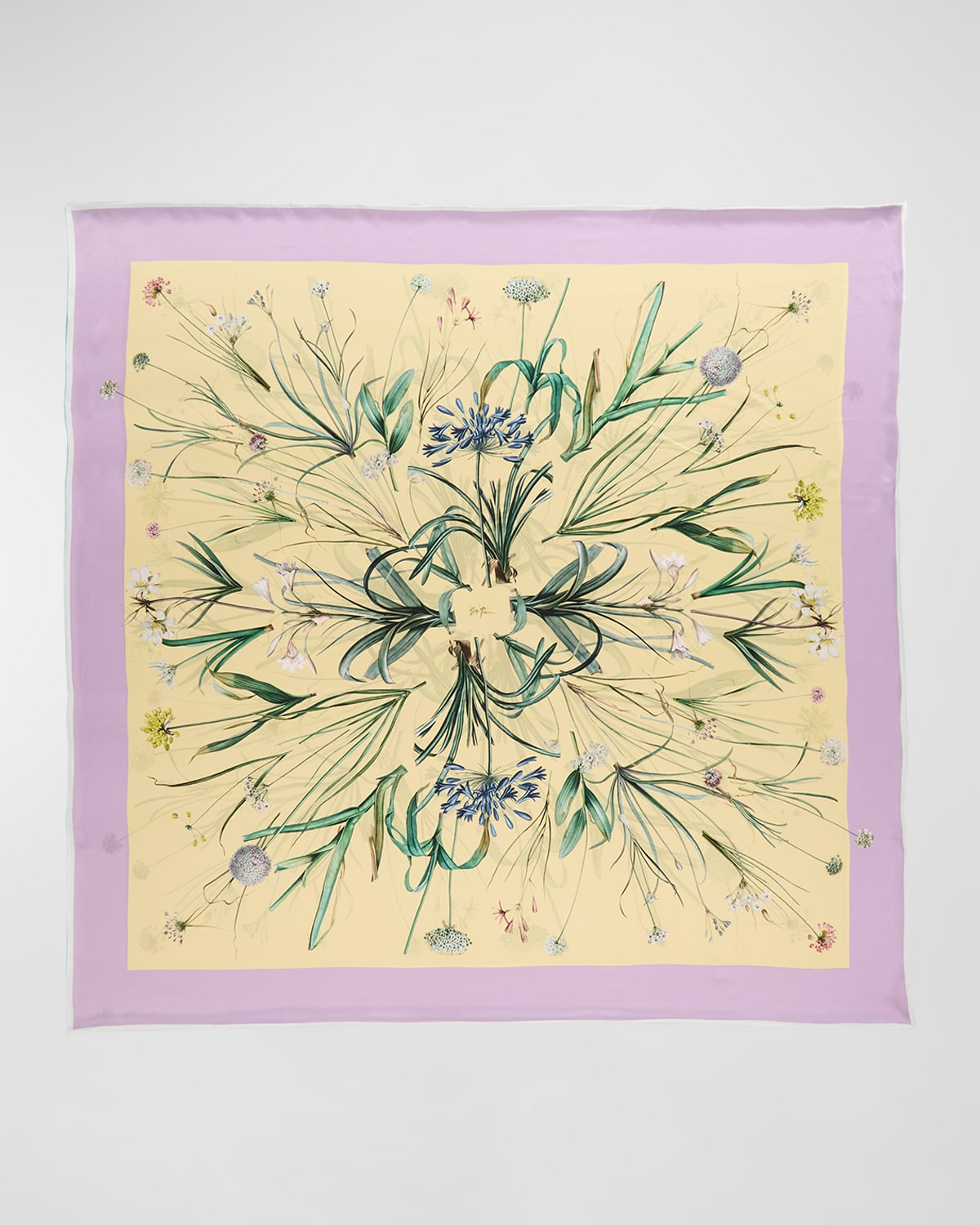 Shop St. Piece Vivienne Double-sided Silk Scarf In Pink Yellow Multi Colour Print