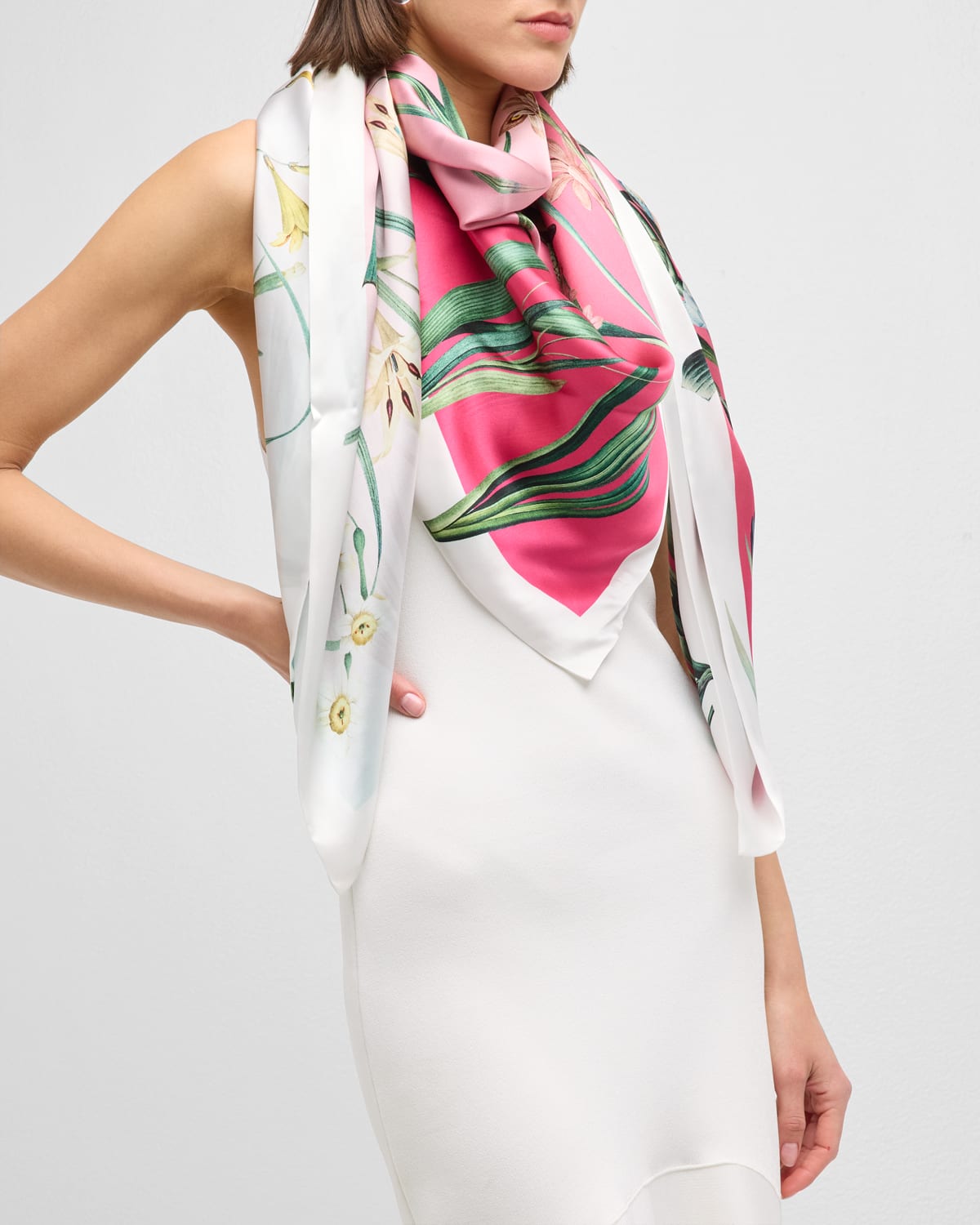 St. Piece Valerie Double-sided Silk Scarf In Pink