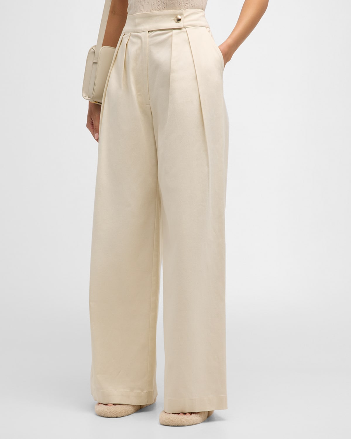Sablyn Brooklyn Tailored Twill Trousers In Gardenia