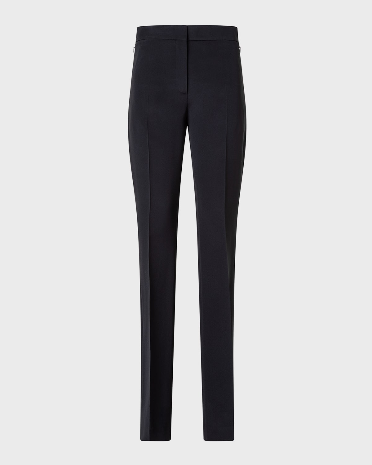 Shop Akris Carl Mid-rise Silk Crepe Straight-leg Pants In Black