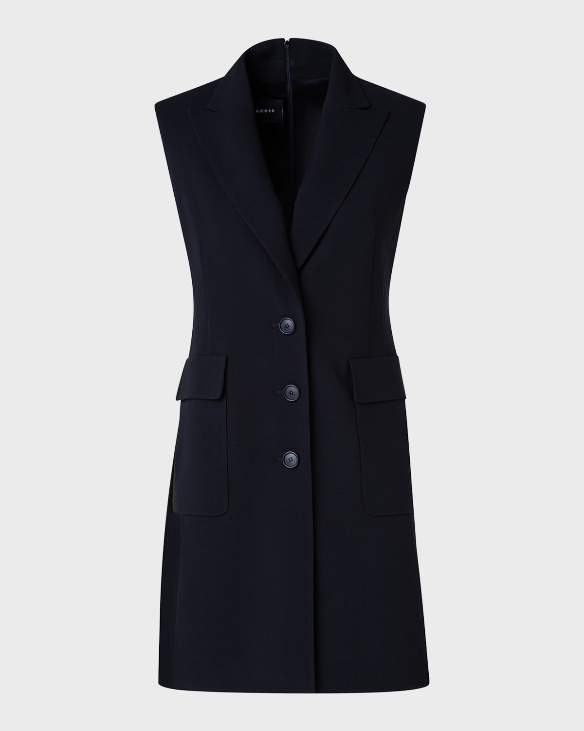 Akris Single-Breasted Sleeveless Mini Tuxedo Dress