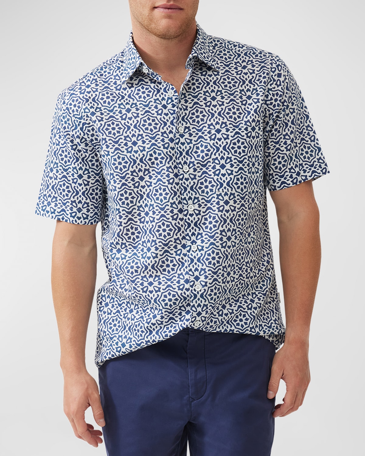 Men's Becksley Geometric-Print Short-Sleeve Shirt