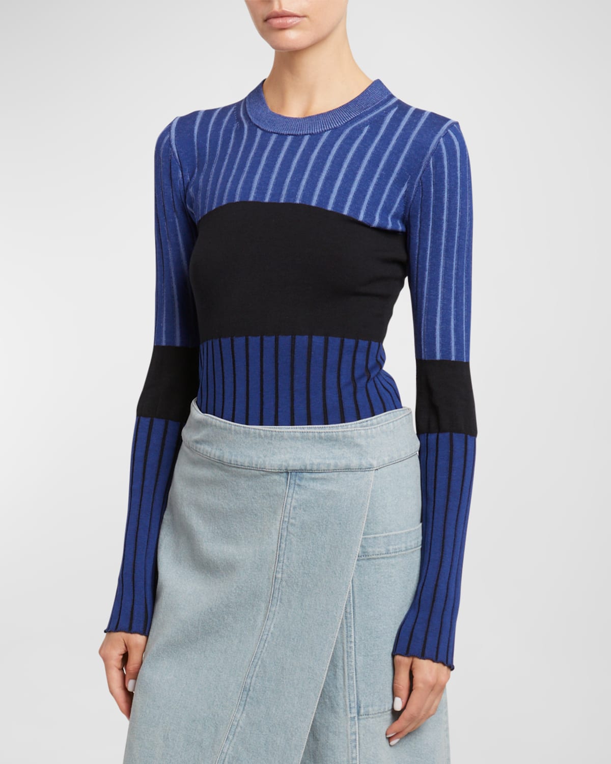 Proenza Schouler White Label Peyton Ribbed-knit Jumper In Navy