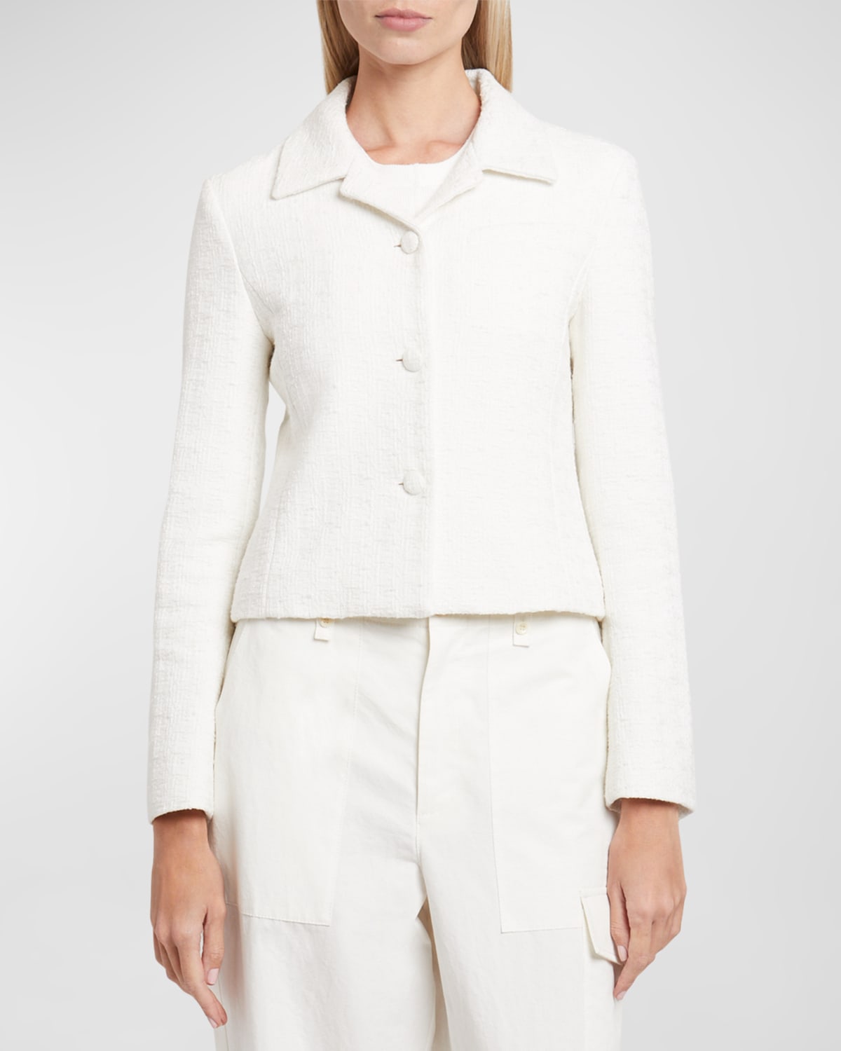 Proenza Schouler White Label Quinn Tailored Tweed Jacket In Ivory