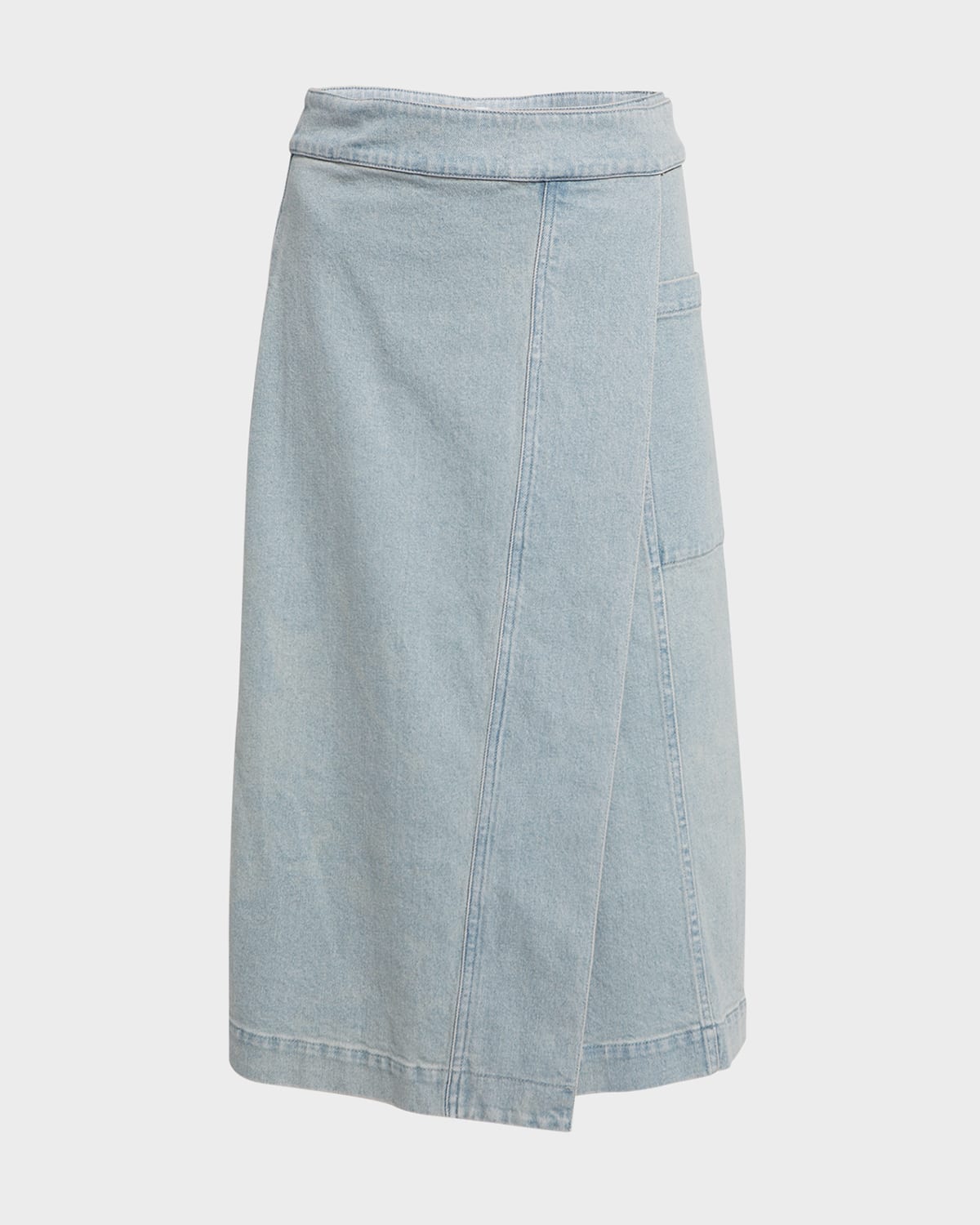 Proenza Schouler White Label Iris Denim Midi Wrap Skirt In Grey Indigo