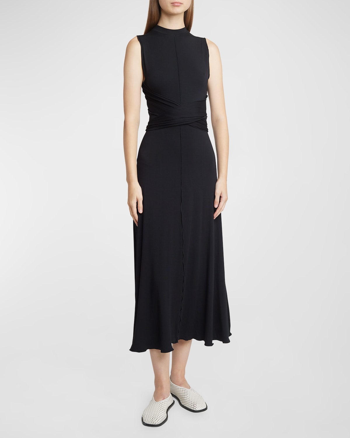 Shop Proenza Schouler White Label Beatrice Crisscross Sleeveless Jersey Midi Dress In Black