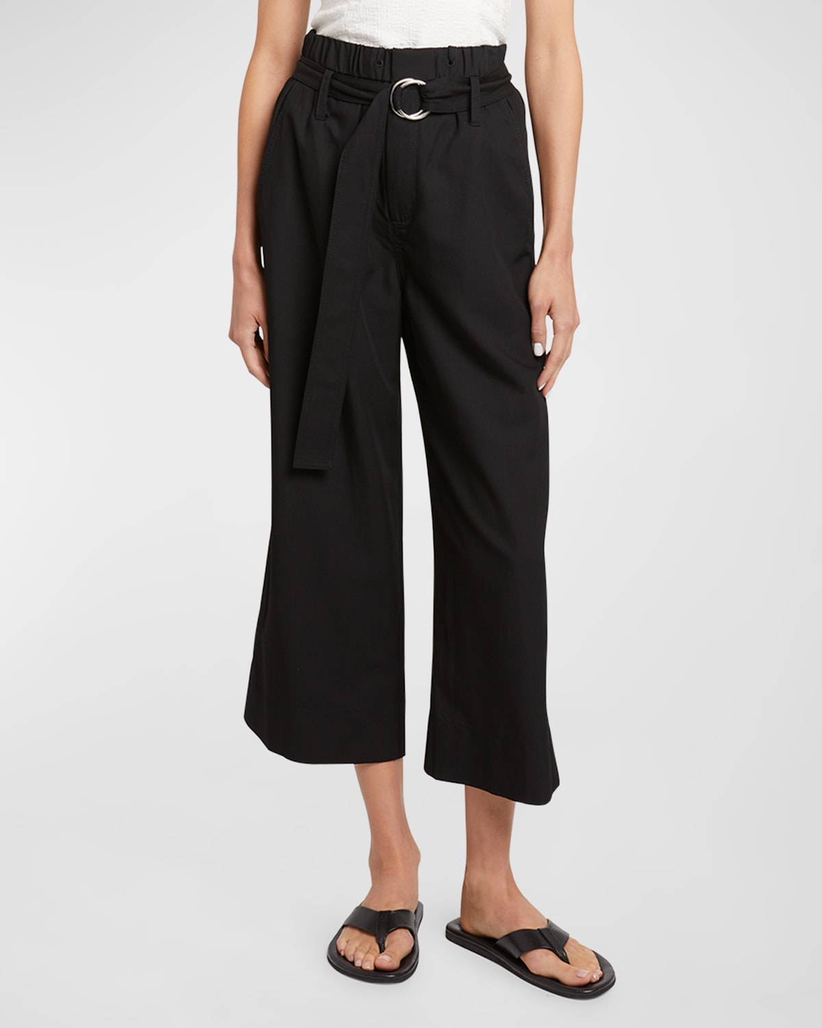 Proenza Schouler White Label Brooke Drapey Belted Suiting Trousers In Black