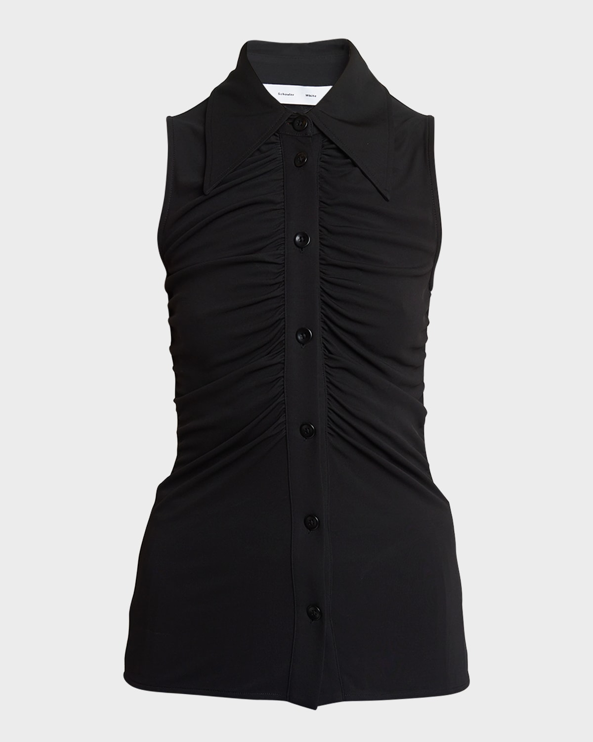 Shop Proenza Schouler White Label Florence Sleeveless Button-front Crepe-jersey Top In Black