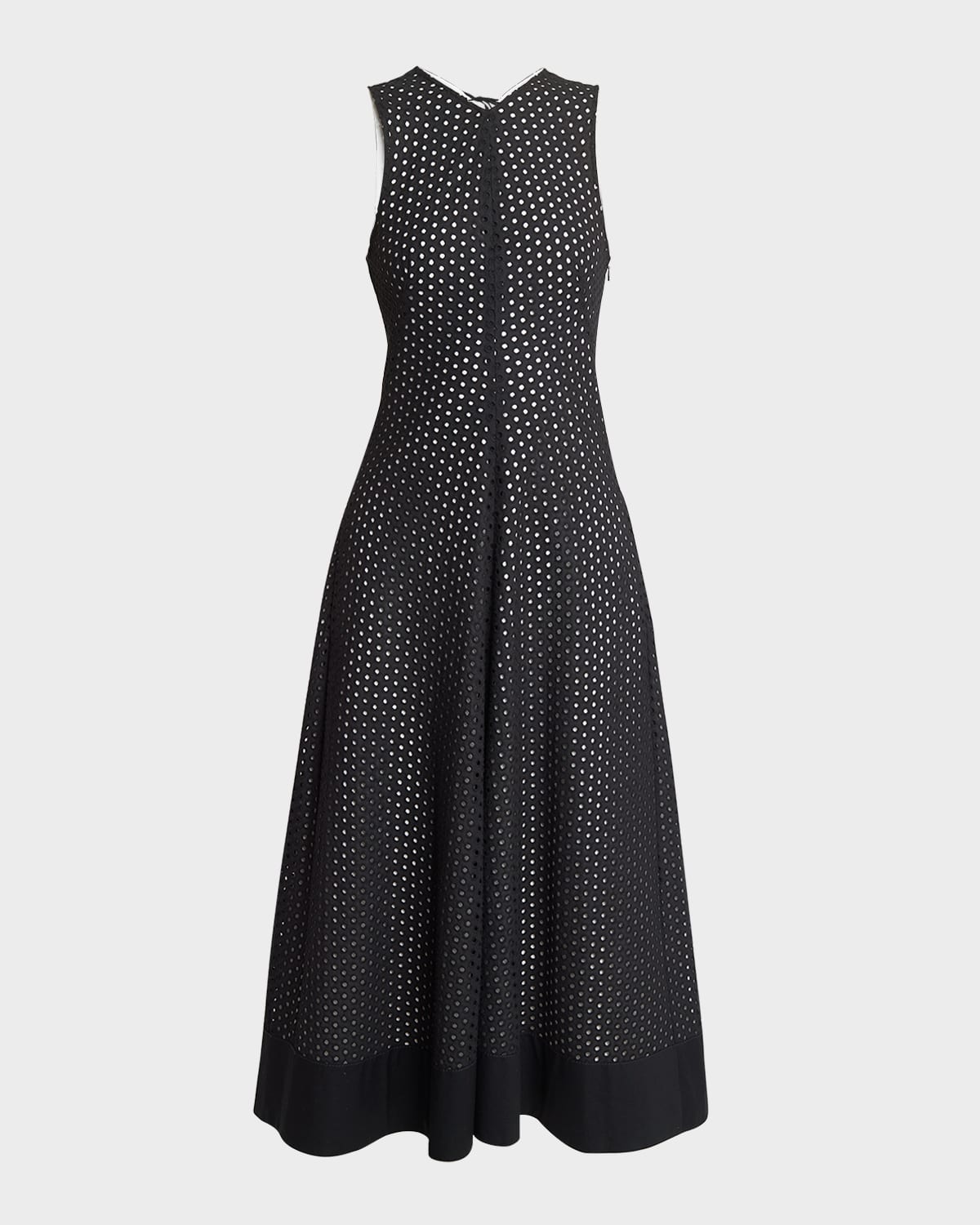 Proenza Schouler White Label Juno Broderie Anglaise A-line Midi Dress In Blackoff White