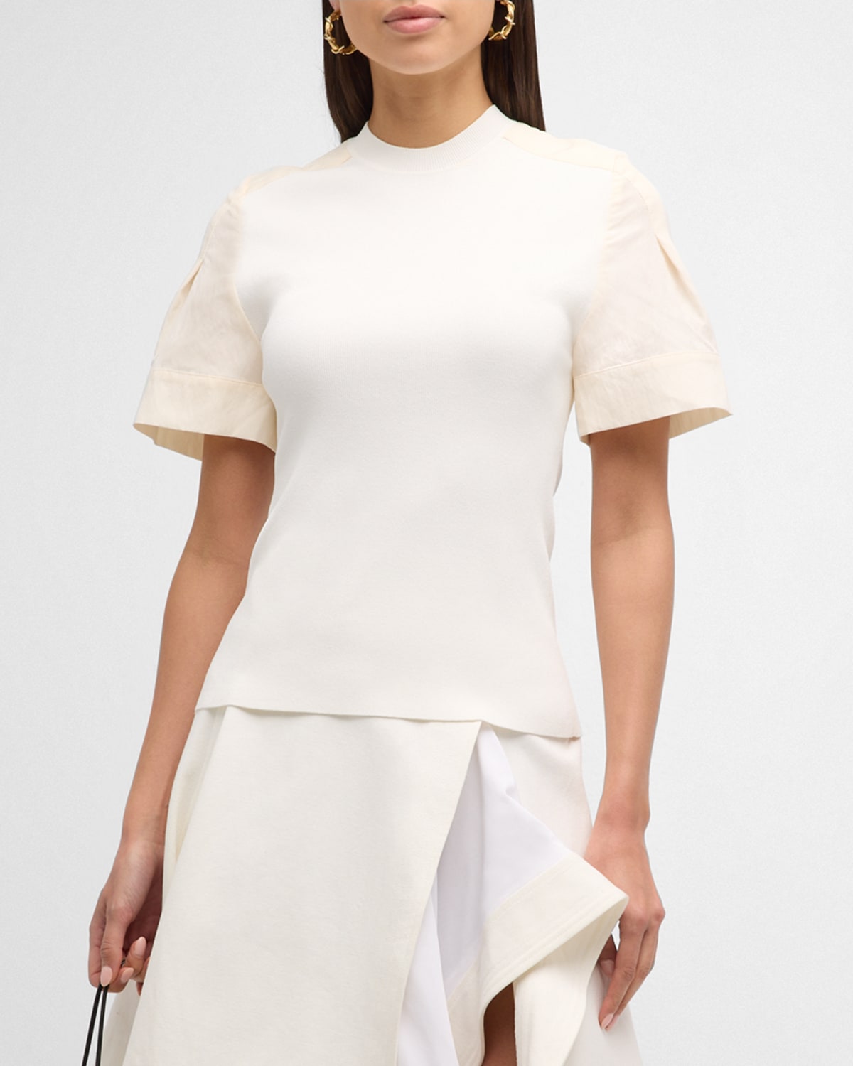 Shop 3.1 Phillip Lim / フィリップ リム Ribbed Combo-sleeve Top In Ivory