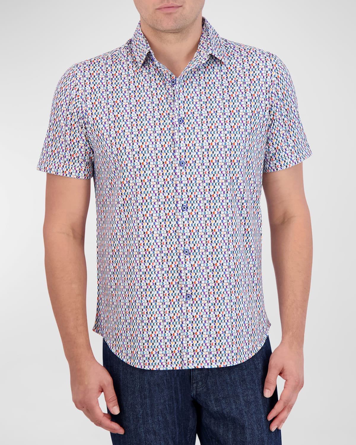 Robert Graham Men's Flamenco Geometric-print Short-sleeve Shirt In Blue