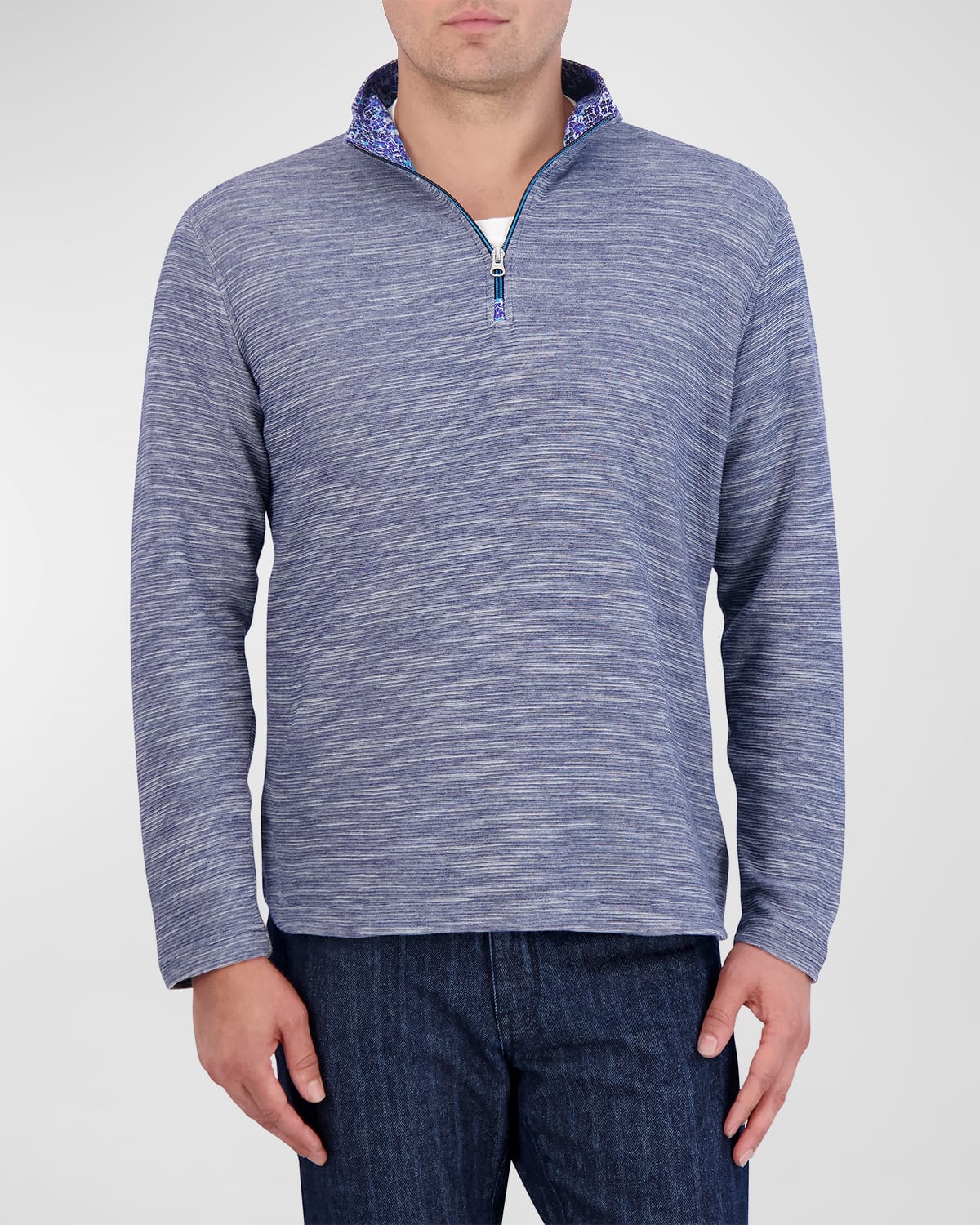 Shop Robert Graham Men's Ledson Cotton Knit Quarter-zip Sweater In Navy