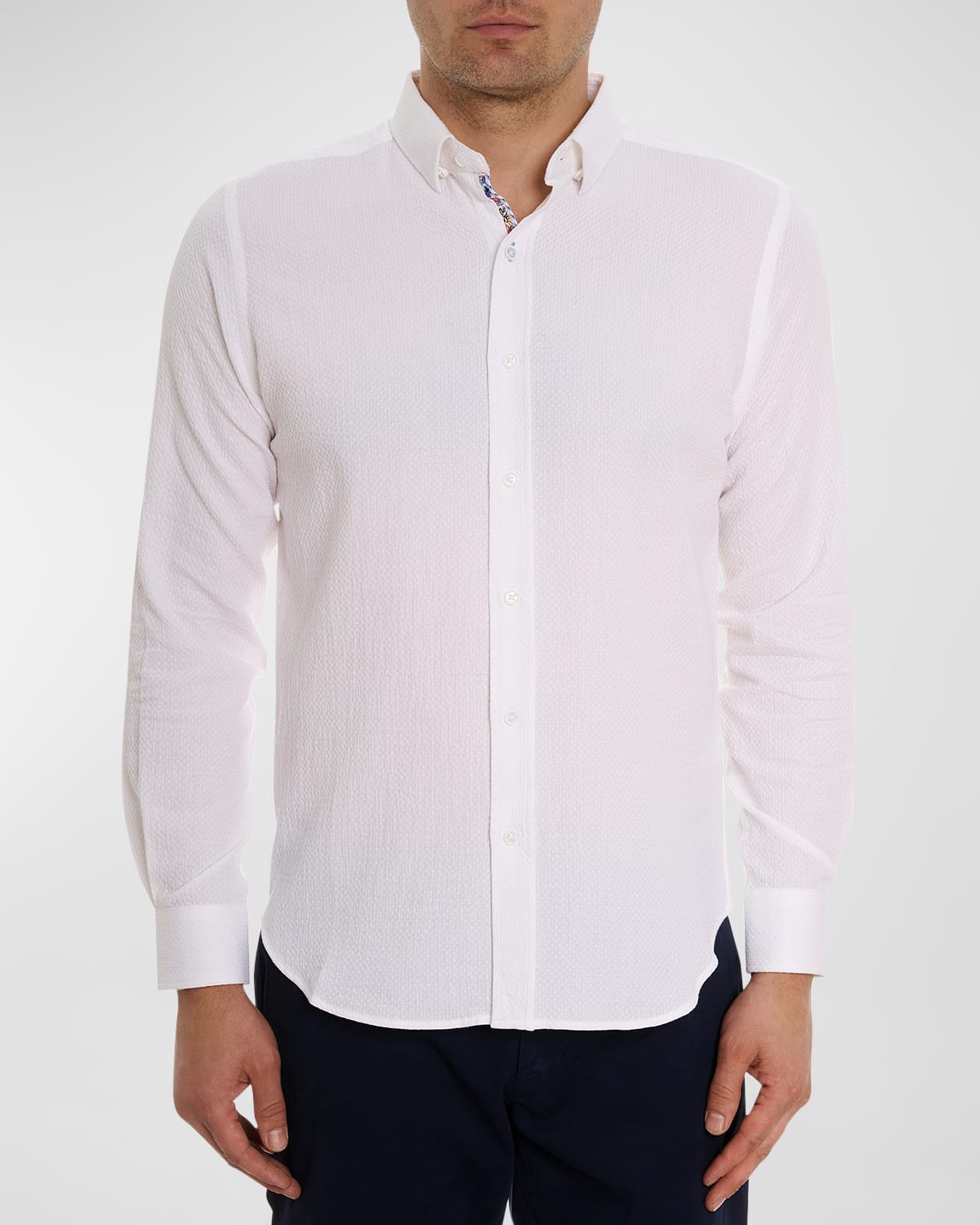 Shop Robert Graham Men's Reid Textured Cotton Sport Shirt In White