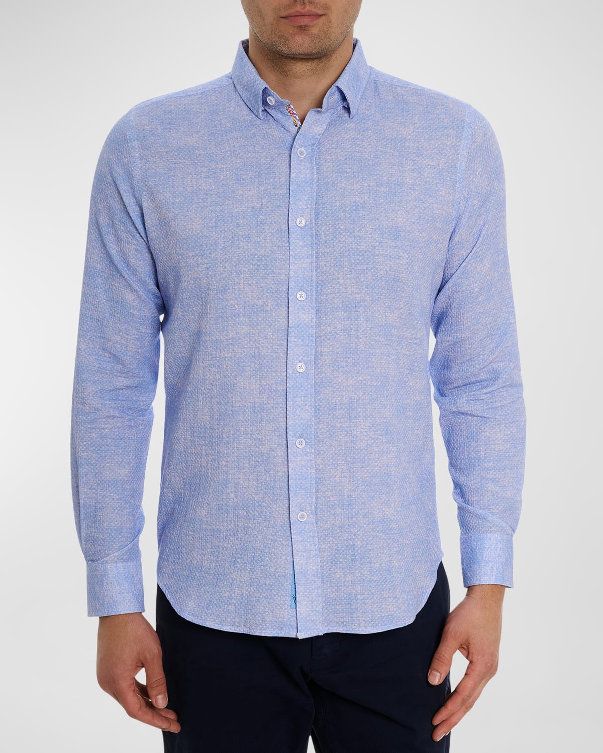Shop Robert Graham Men's Reid Textured Cotton Sport Shirt In Lt Blue