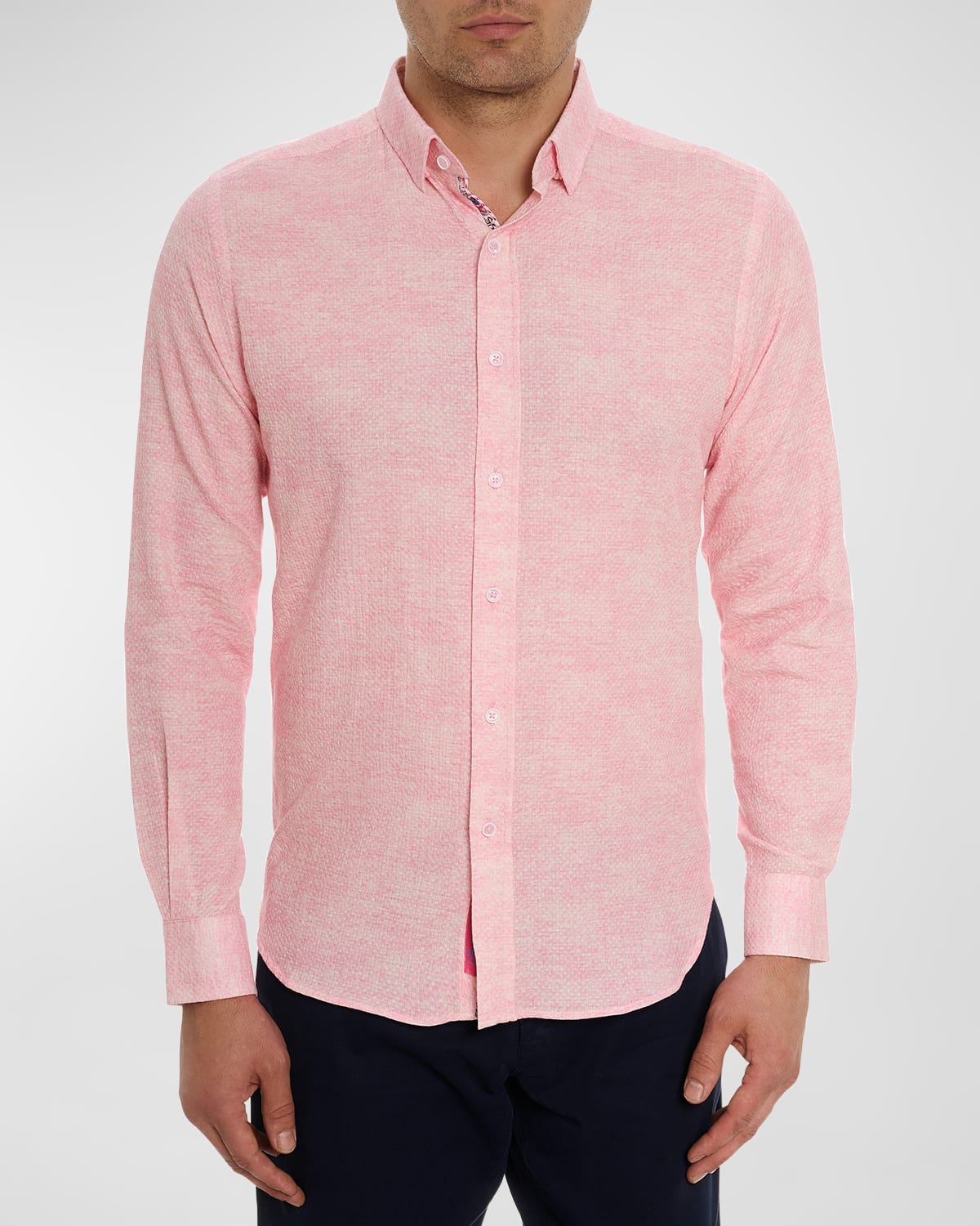 Shop Robert Graham Men's Reid Textured Cotton Sport Shirt In Pink