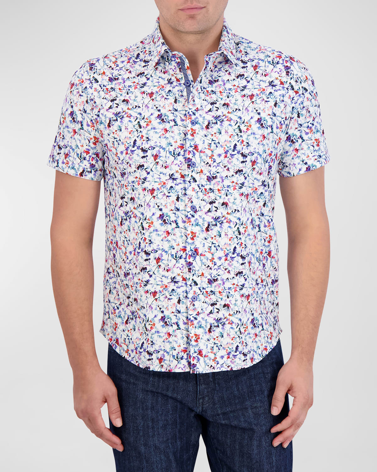 Shop Robert Graham Men's Bavaro Cotton-stretch Short-sleeve Shirt In Multi