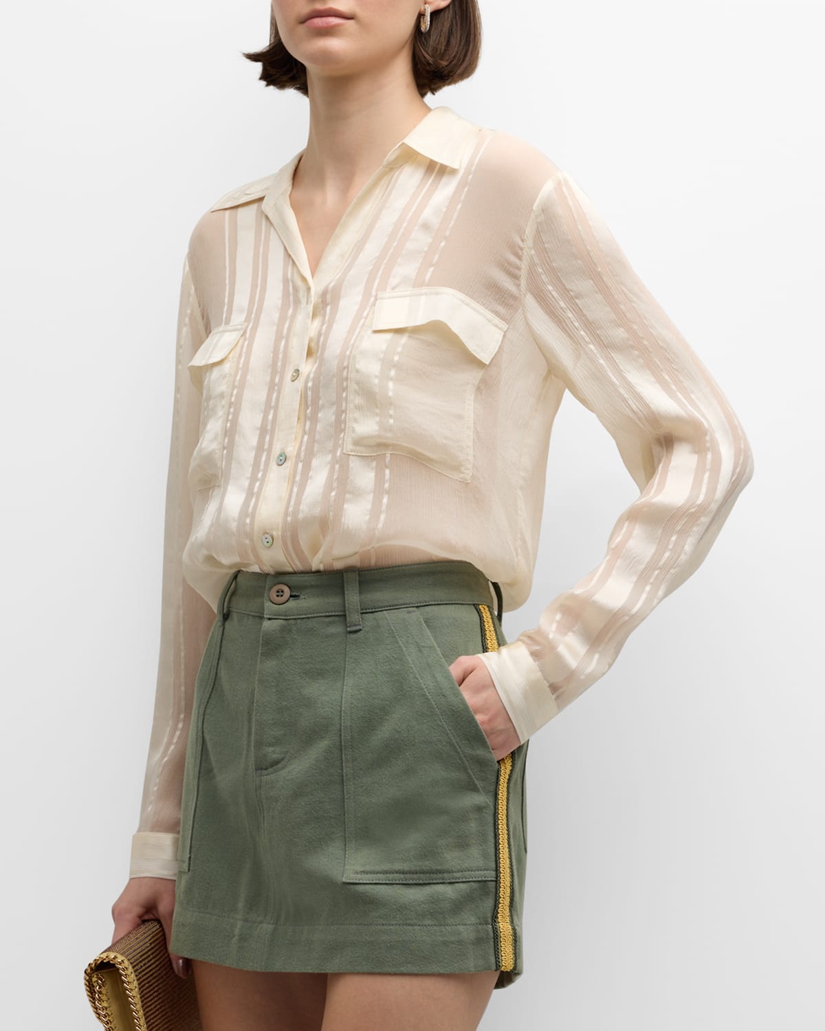 Shop Le Superbe Long-sleeve Ribbon Stripe Shirt In Cream