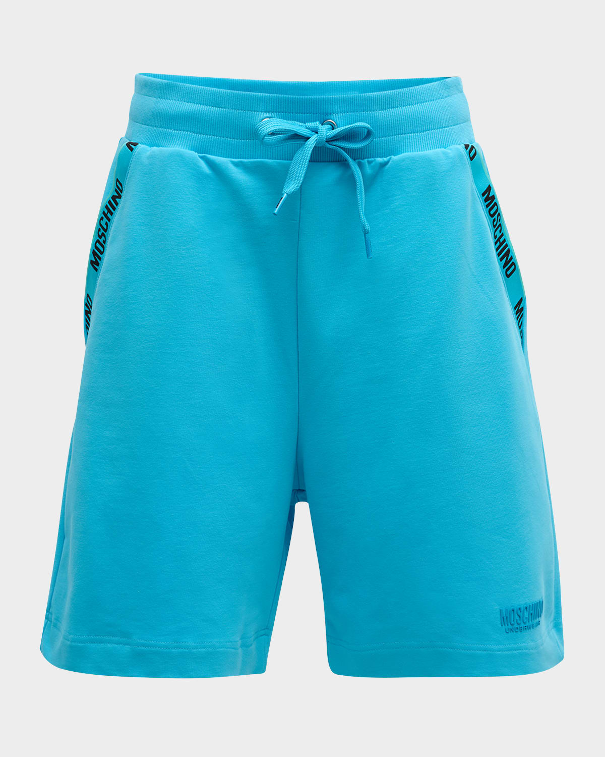 Moschino Men's Side-tape Sweat Shorts In Light Blue | ModeSens