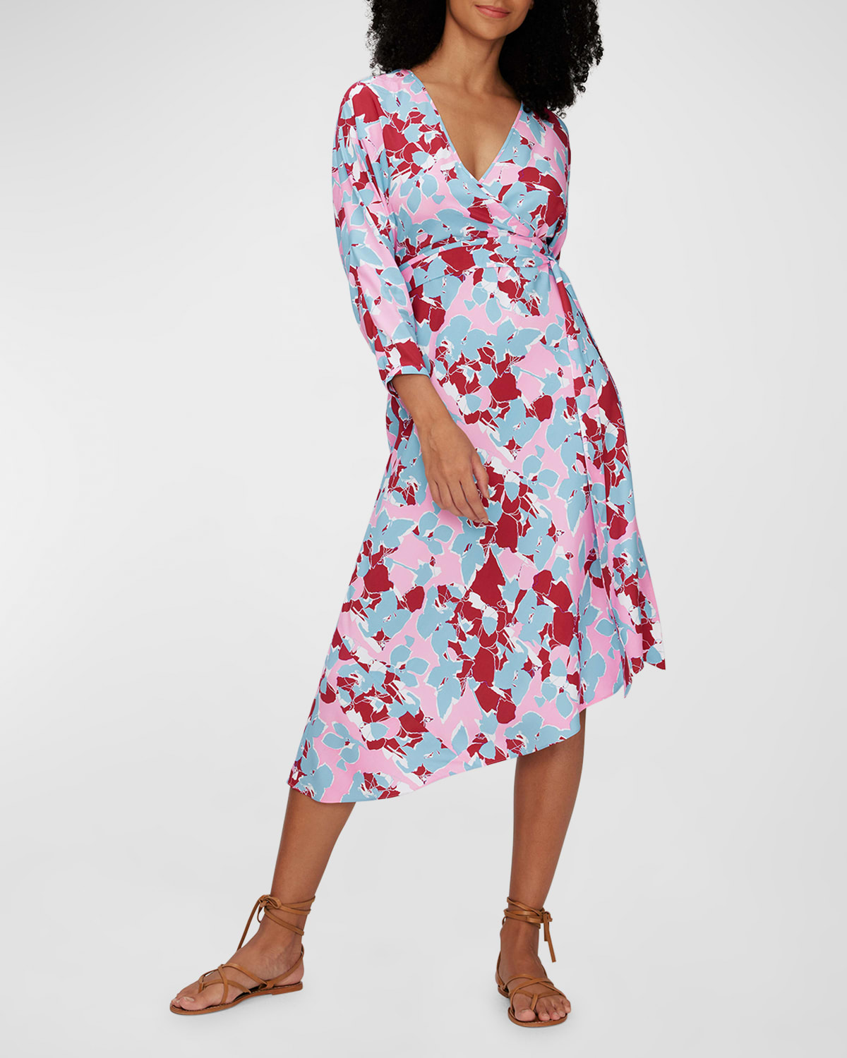 Eloise Floral-Print High-Low Midi Wrap Dress