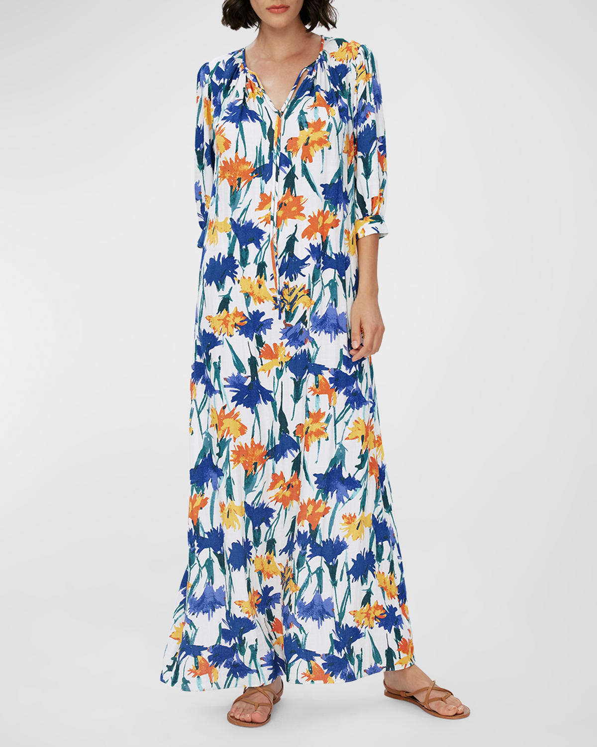 Drogo Floral-Print Elbow-Sleeve Maxi Dress