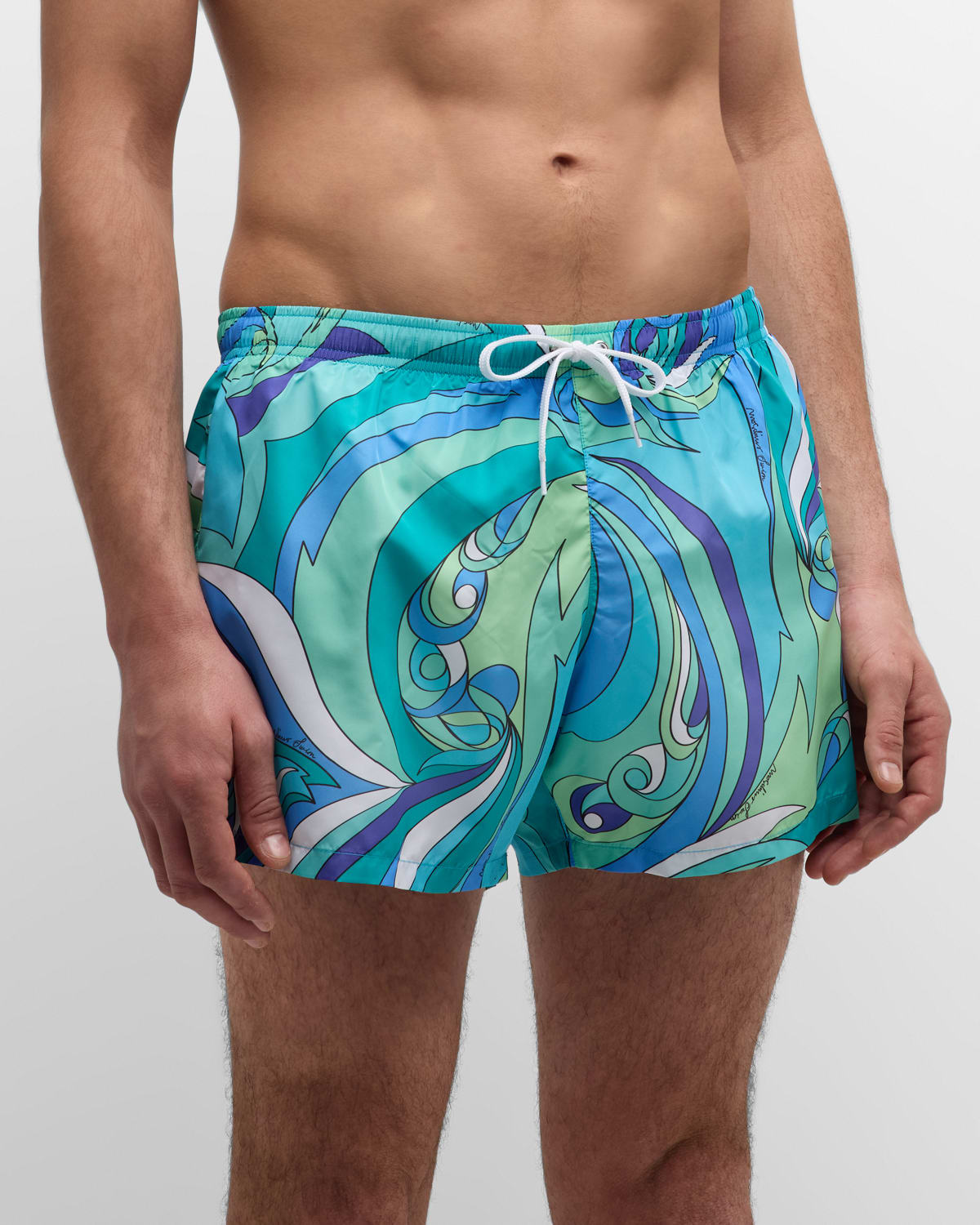 Moschino Men's Fantasy Wave-print Swim Shorts In Blue
