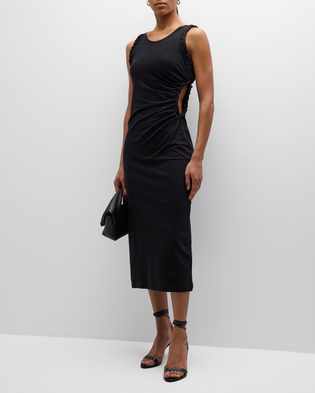 Shop Iro Amel Twist Cut-out Midi Dress In Black
