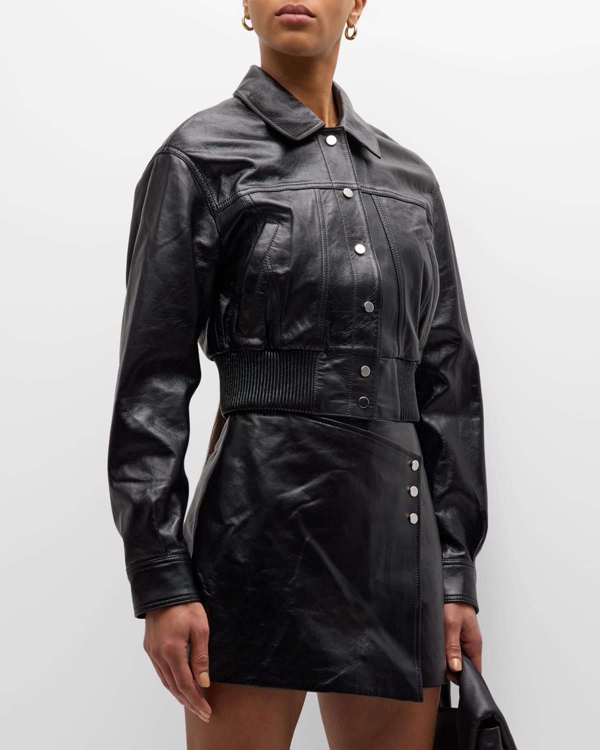 Iro Cropped Leather Jacket In Black