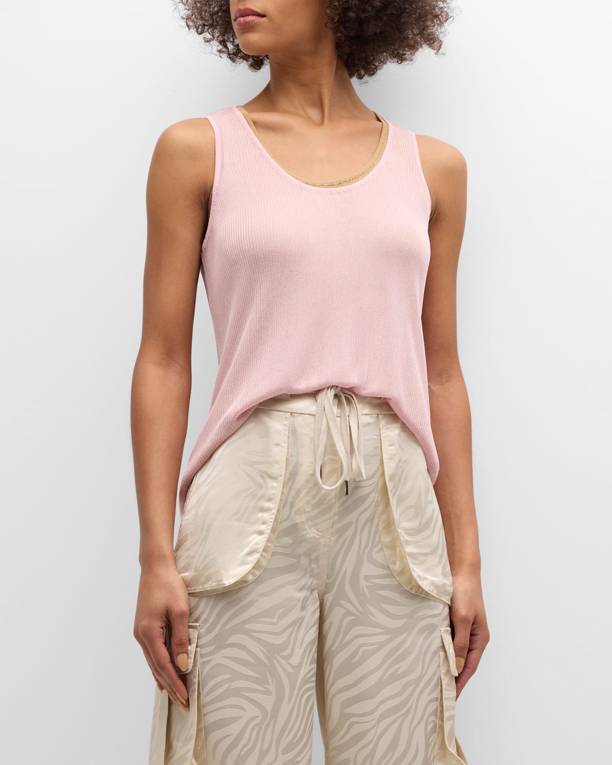 Shop Le Superbe Airy Scoop-neck Tank Top In Nude Pink