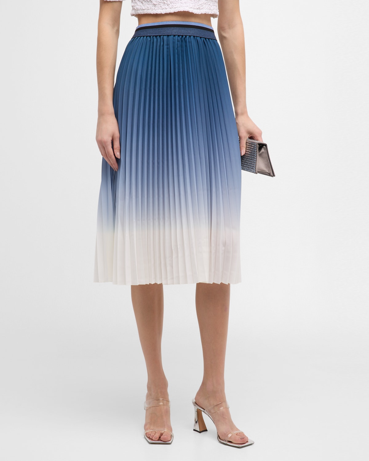 Shop Le Superbe Pleated Ombre Skirt In Navy Ombre