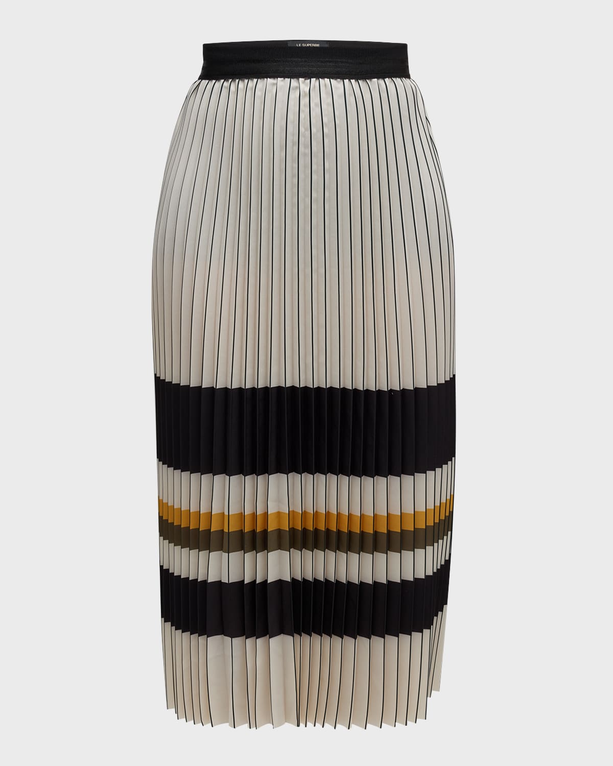 Shop Le Superbe Pleated Stripe Midi Skirt In Cream Multi