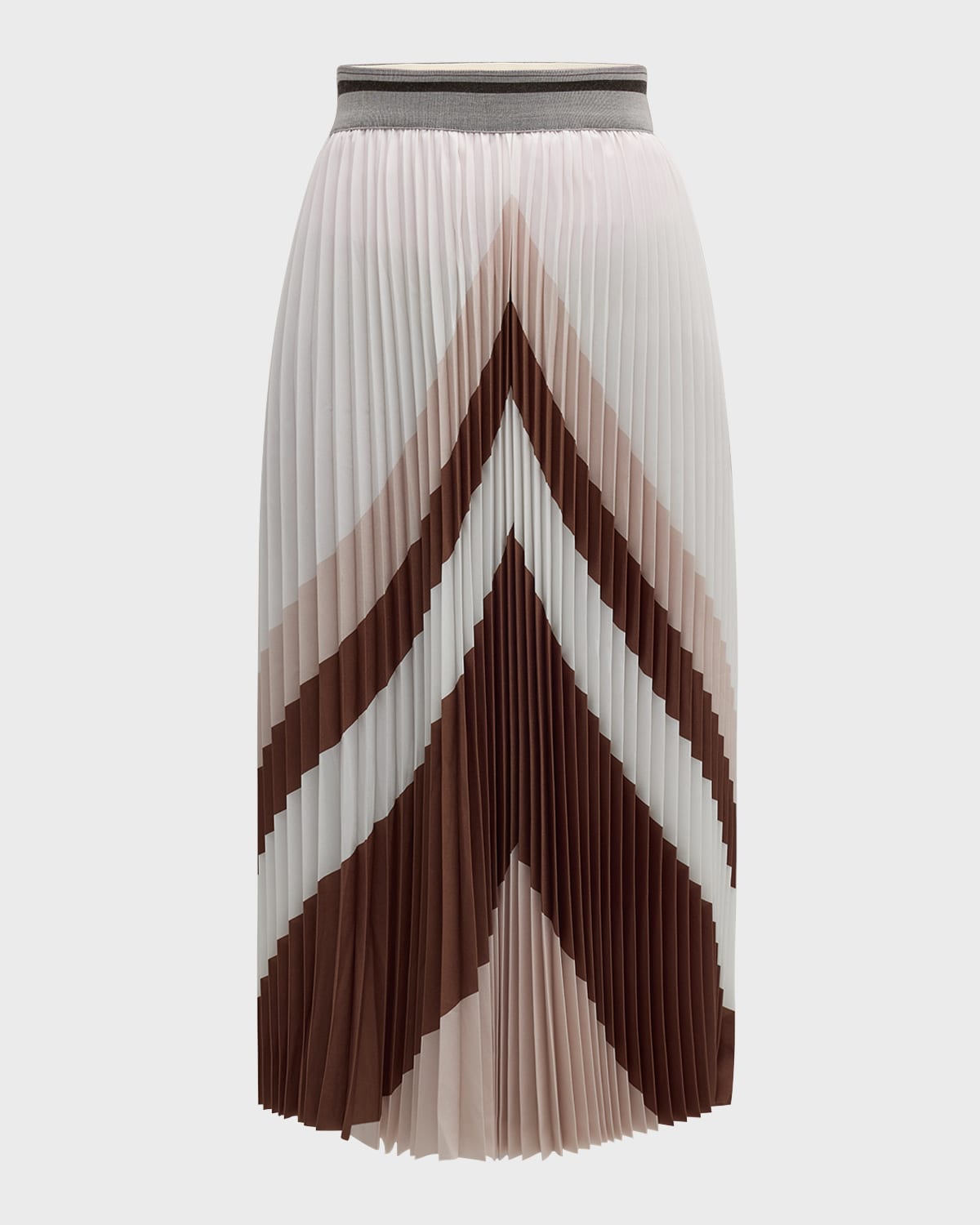 Shop Le Superbe Pleated Zig-zag Midi Skirt In Neutral Zagg