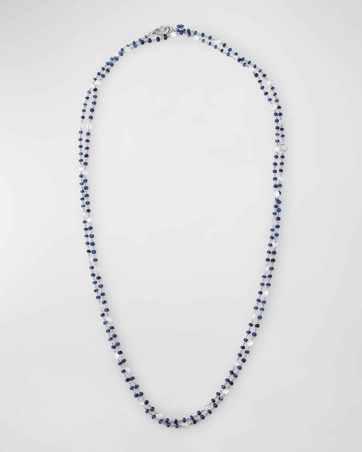 Shop 64 Facets 18k White Gold Diamond And Blue Sapphire Bead Necklace