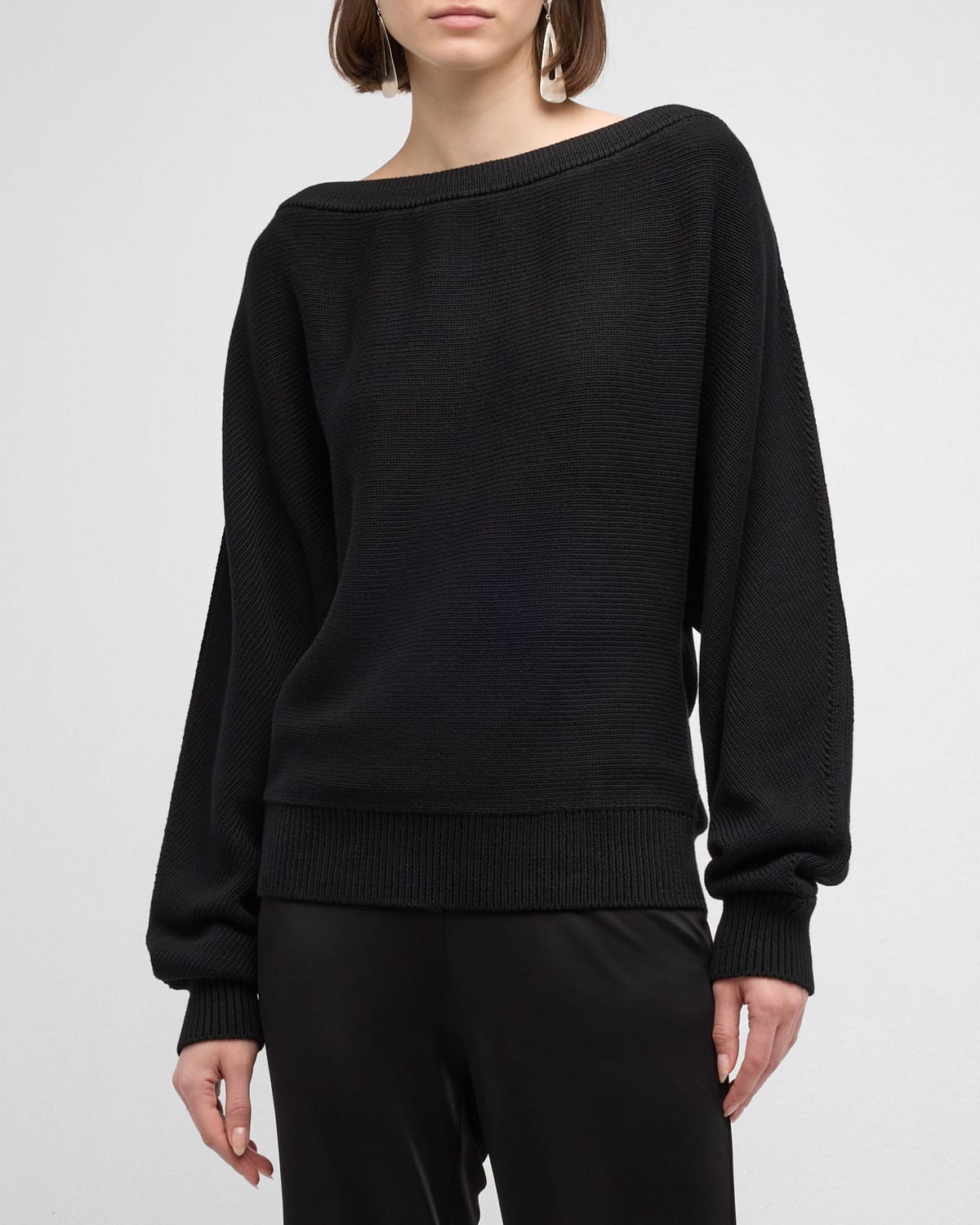 Shop Helmut Lang Knit Drawstring Sweater In Black