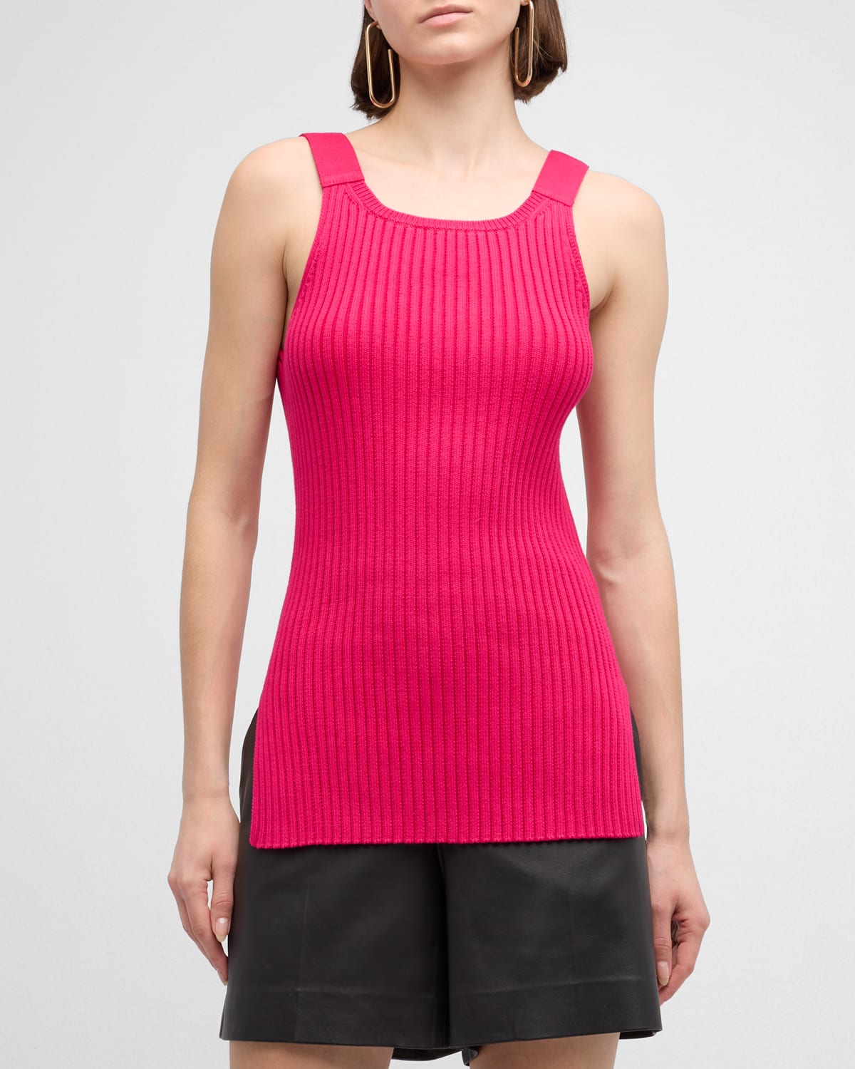 Shop Helmut Lang Ribbed Tank Top In Fuchsia