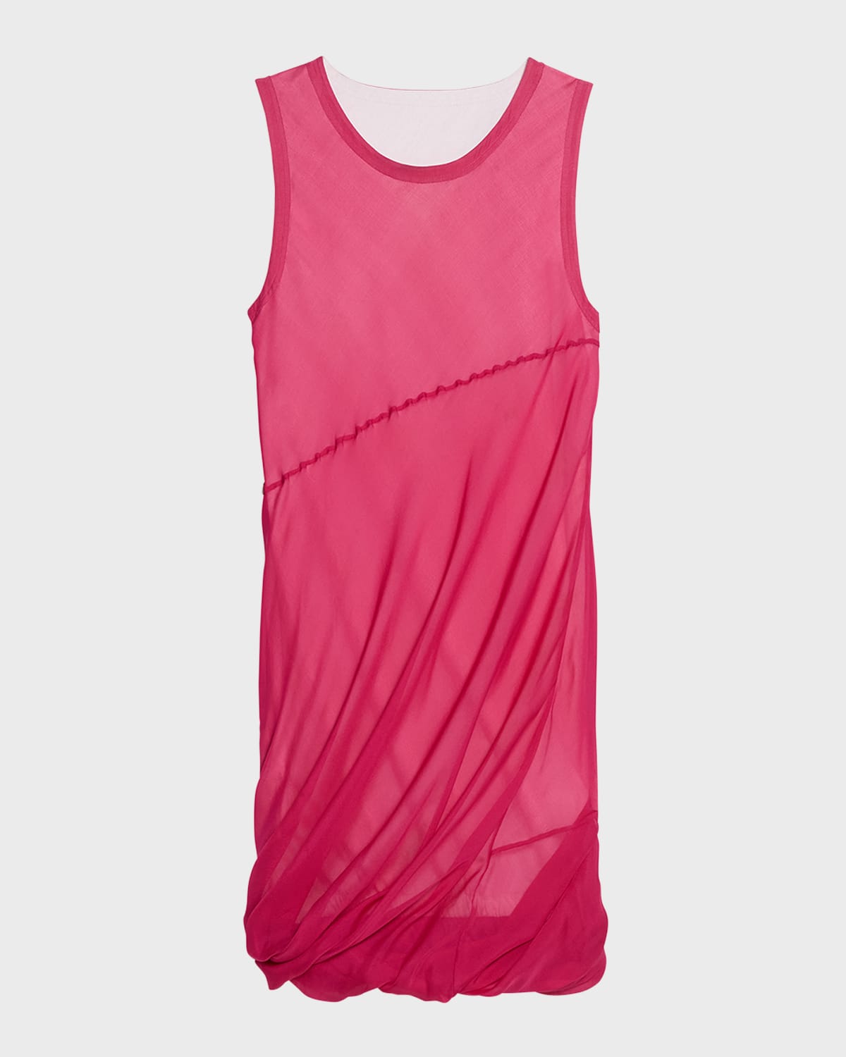 Shop Helmut Lang Sleeveless Silk Bubble Mini Dress In Fuchsia